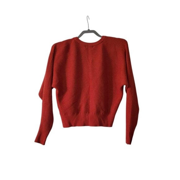 Tahari Burnt Orange Ribbed Boxy Grandpa Button Up Cardigan M - Picture 3 of 8